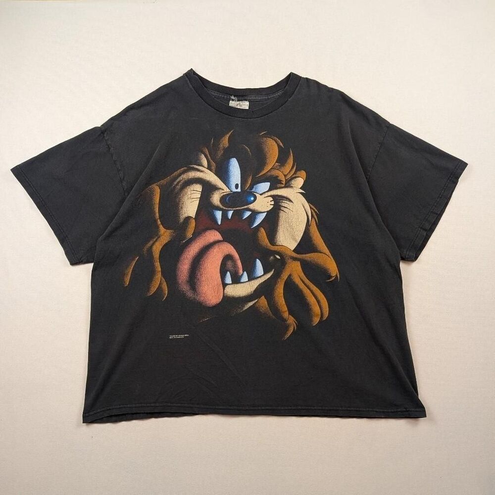 Vintage 1997 Taz Blackout Shadow Shirt Looney Tunes Tasmanian Devil Size XXL